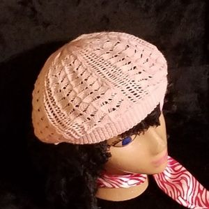 Light Pink Crocheted Light Weight Hat
